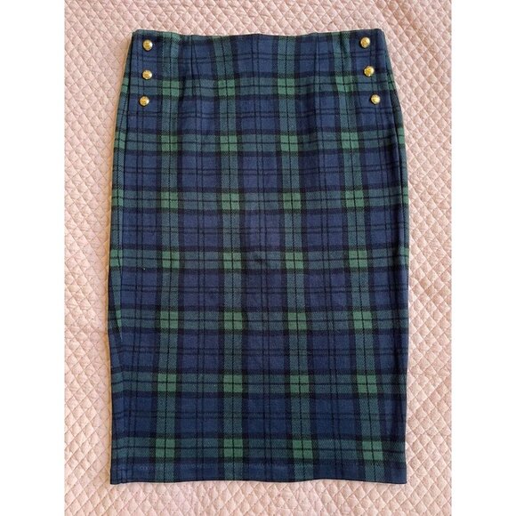 Ralph Lauren Dresses & Skirts - Ralph Lauren Women's Pencil Skirt Size M Green & Blue Plaid Stretch Career